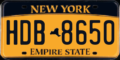 NY license plate HDB8650