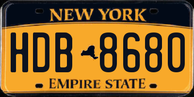 NY license plate HDB8680