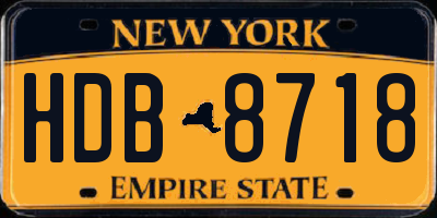 NY license plate HDB8718
