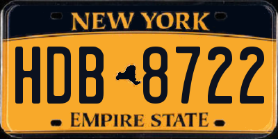 NY license plate HDB8722
