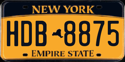 NY license plate HDB8875