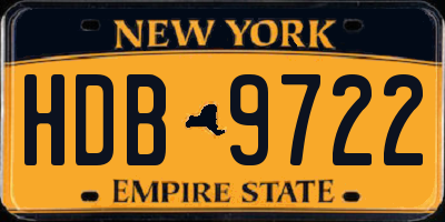 NY license plate HDB9722