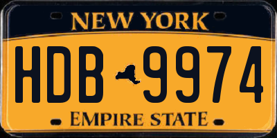 NY license plate HDB9974