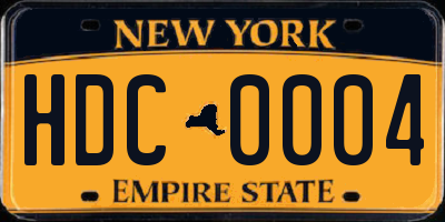 NY license plate HDC0004