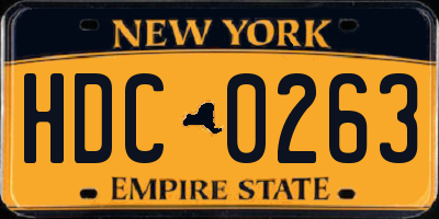 NY license plate HDC0263