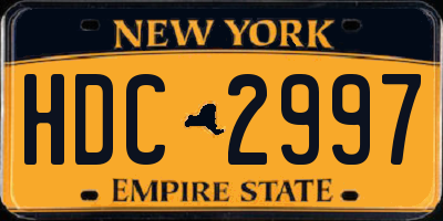 NY license plate HDC2997