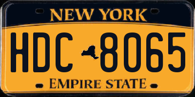 NY license plate HDC8065