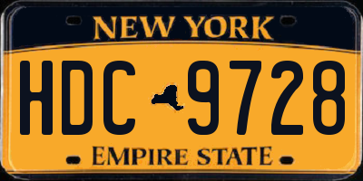 NY license plate HDC9728