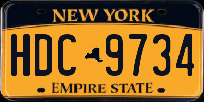 NY license plate HDC9734