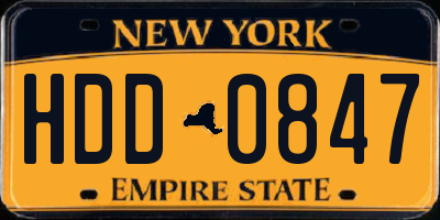NY license plate HDD0847
