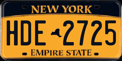 NY license plate HDE2725