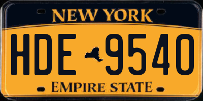 NY license plate HDE9540