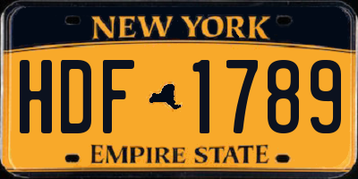 NY license plate HDF1789