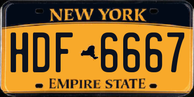 NY license plate HDF6667