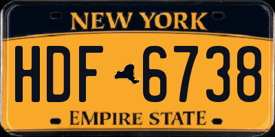 NY license plate HDF6738