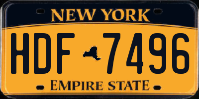 NY license plate HDF7496