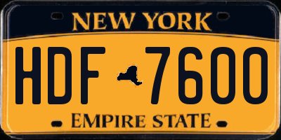 NY license plate HDF7600
