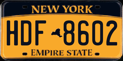 NY license plate HDF8602