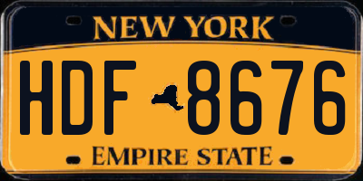 NY license plate HDF8676
