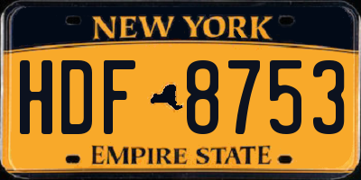 NY license plate HDF8753