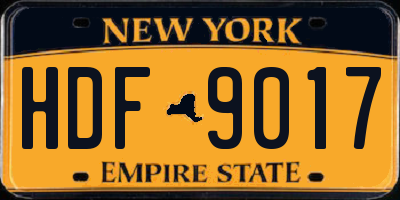 NY license plate HDF9017