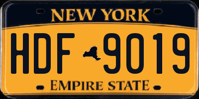 NY license plate HDF9019