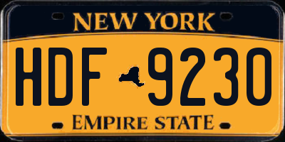 NY license plate HDF9230