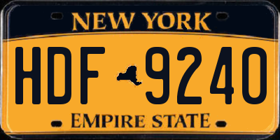 NY license plate HDF9240