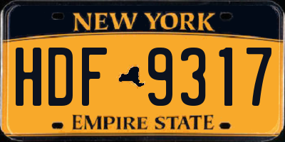 NY license plate HDF9317
