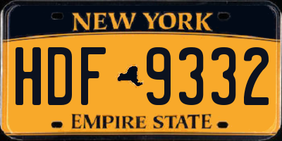 NY license plate HDF9332