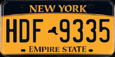 NY license plate HDF9335
