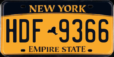 NY license plate HDF9366
