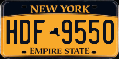 NY license plate HDF9550