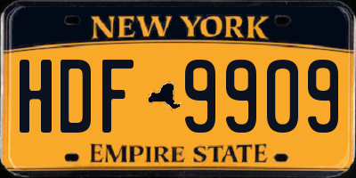 NY license plate HDF9909