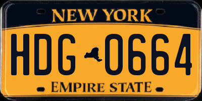 NY license plate HDG0664