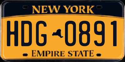 NY license plate HDG0891