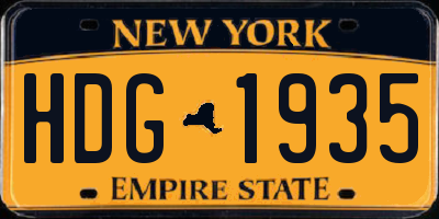 NY license plate HDG1935