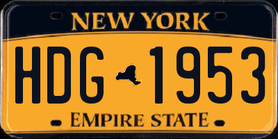 NY license plate HDG1953