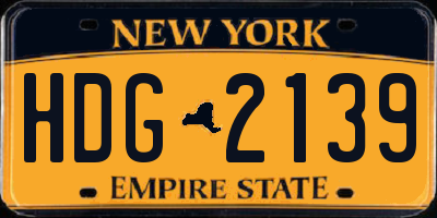 NY license plate HDG2139