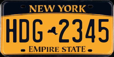 NY license plate HDG2345