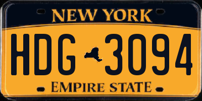 NY license plate HDG3094