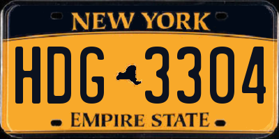 NY license plate HDG3304