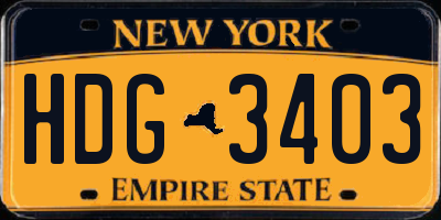 NY license plate HDG3403