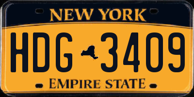 NY license plate HDG3409