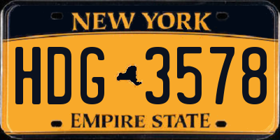 NY license plate HDG3578