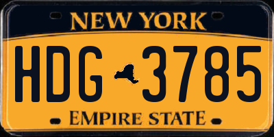 NY license plate HDG3785