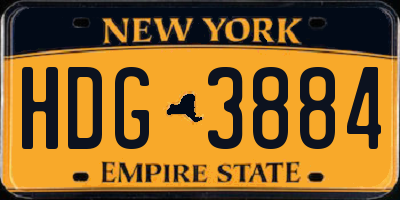 NY license plate HDG3884