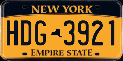 NY license plate HDG3921