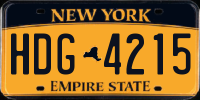 NY license plate HDG4215