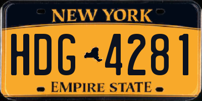 NY license plate HDG4281